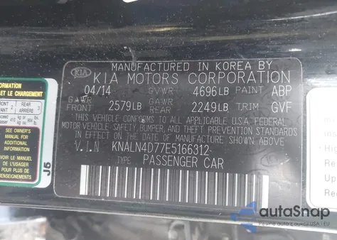 2014 Kia Cadenza Premium from USA, damaged, VIN KNALN4D77E5166312